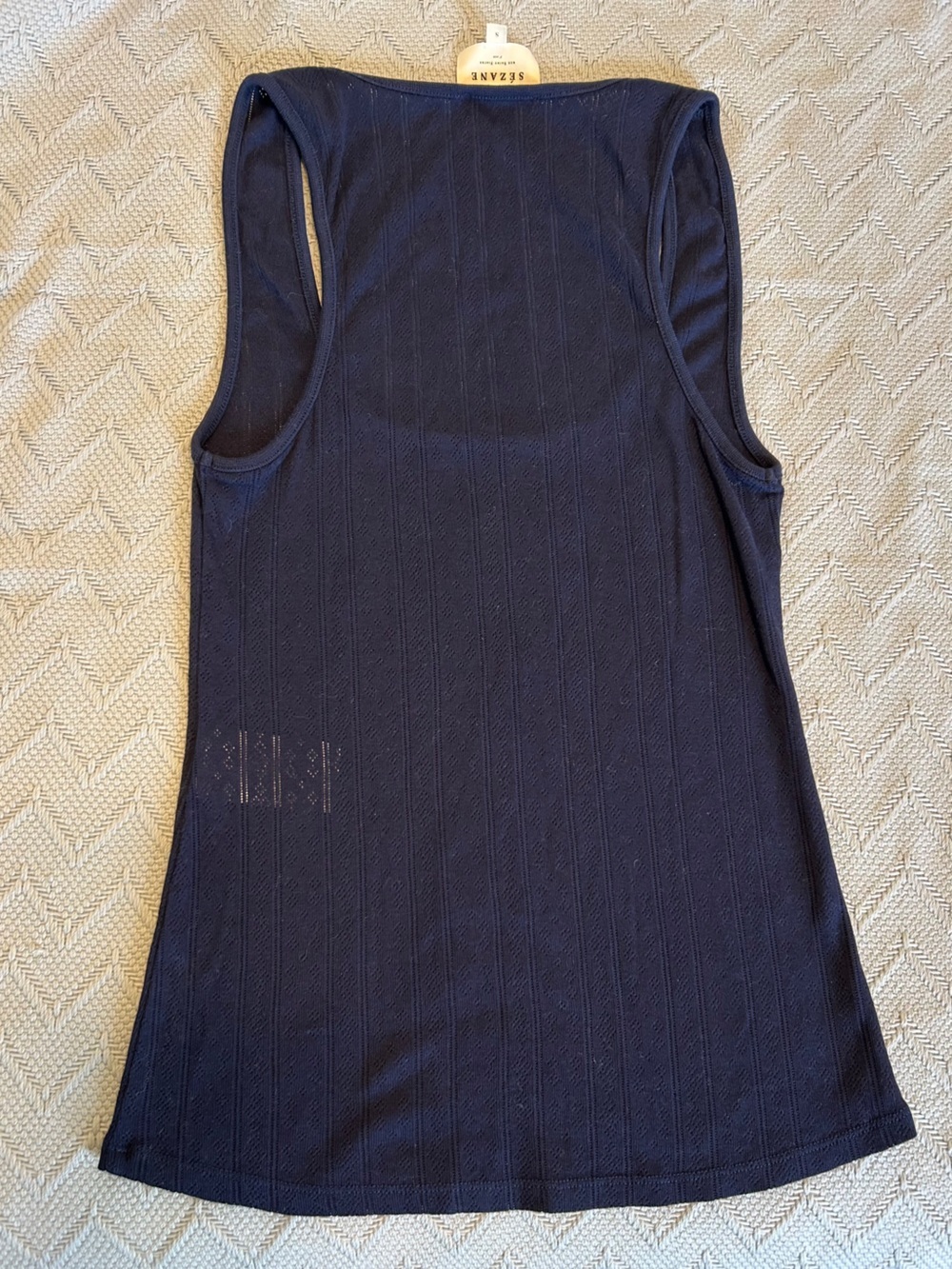 Sézane NWOT SZ S Juan Navy Pointelle Tank - Immaculate Condition!!! 🇫🇷 - Picture 4 of 7